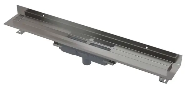 Alcadrain Odtokové žlaby - Sprchový žlab Wall Low 55 cm, s pevným límcem ke stěně, svislý odtok, nerez APZ1116-550