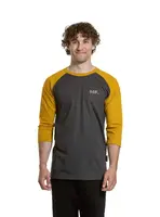 Meatfly pánské tričko s dlouhým rukávem Kennedy Raglan Charcoal Heather / Mustard | Šedá | Velikost XXL | 100% bavlna