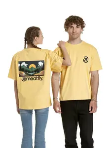 Meatfly unisex tričko Cachuma Cornsilk Mountains | Písková | Velikost L/XL | 100% bavlna