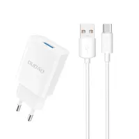 Dudao A4EU nabíječka USB 2,1A + kabel USB - USB-C, bílá