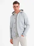 Ombre Men's button-down hooded sweatshirt - grey melange
