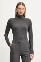 Vlněný svetr MM ADRIA dámský, šedá barva, s golfem, 2526366018600