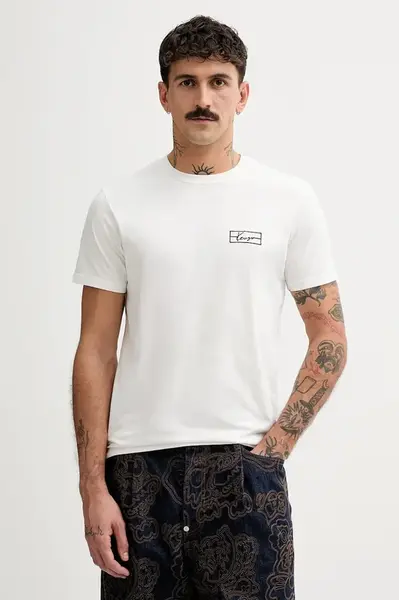 Bavlněné tričko Kenzo bílá barva, s aplikací, FF55TS5254SO.02