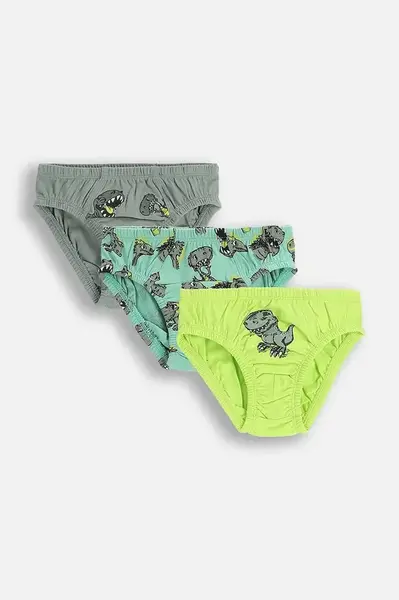 Dětské bavlněné slipy Coccodrillo 3-pack zelená barva, PANTS