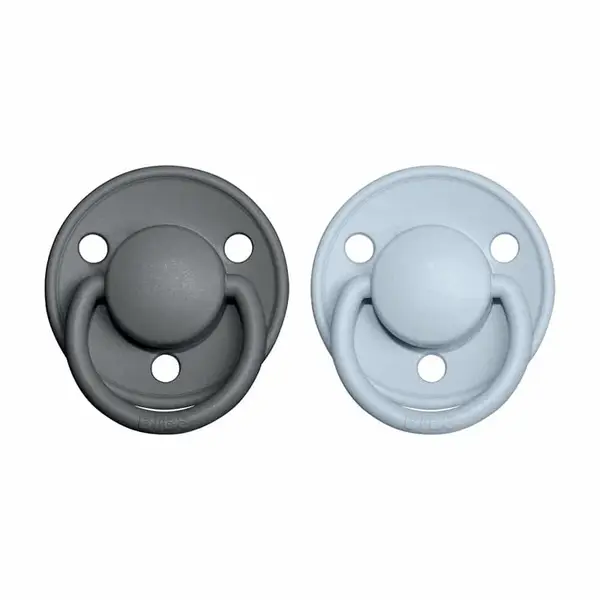 BIBS De Lux cumlíky zo silikónu 2ks - one size - Iron / Baby Blue