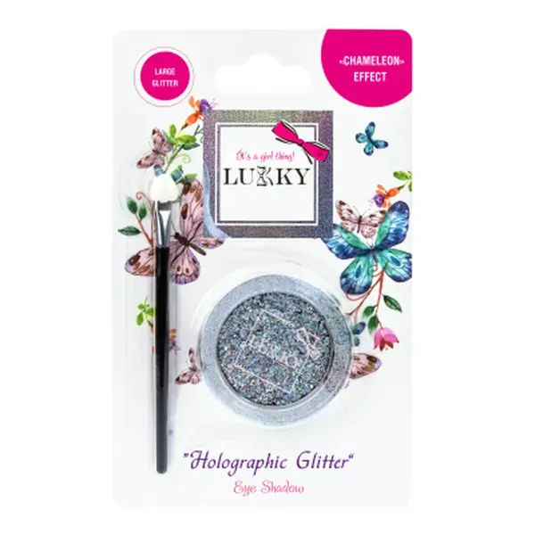 Lukky gelové oční stíny s holografickými třpytkami a štětcem