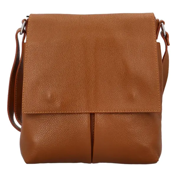 Stylová dámská kožená crossbody taška Carlon, koňaková