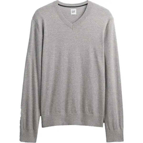 GAP V-FA25 SOLID CORE VEE Pánský bavlněný svetr, šedá, velikost