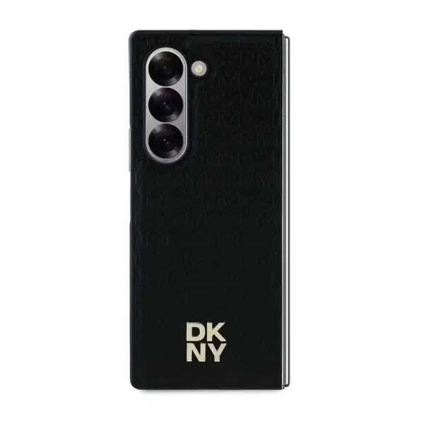 Zadní kryt DKNY PU Leather Repeat Pattern Stack Logo MagSafe pro Samsung Galaxy Z Fold6, černá