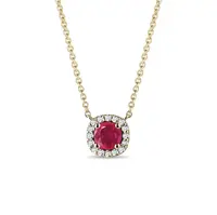 Náhrdelník zo žltého zlata s briliantmi a rubínom KLENOTA