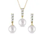 Zlatá súprava šperkov s perlami a diamantmi KLENOTA