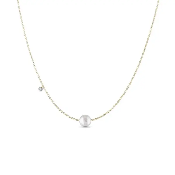 Náhrdelník zo žltého zlata s perlou a diamantom KLENOTA