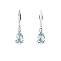 Visací náušnice s akvamaríny a diamanty v bílém zlatě KLENOTA