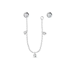 Variabilní náušnice s diamanty a  řetízkem v bílém zlatě KLENOTA