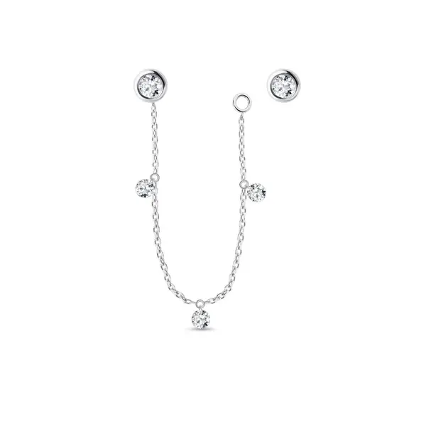 Variabilní náušnice s diamanty a  řetízkem v bílém zlatě KLENOTA