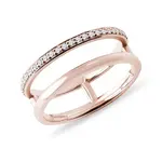 Dvojitý diamantový prsten v růžovém 14k zlatě KLENOTA