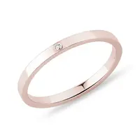 Svadobná obrúčka z ružového zlata s diamantom KLENOTA