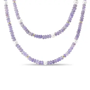 Tanzanitový náhrdelník s perlami KLENOTA