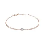 Náramek z růžového zlata s briliantovou kytičkou KLENOTA