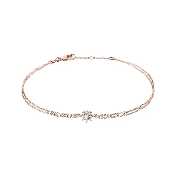 Náramek z růžového zlata s briliantovou kytičkou KLENOTA