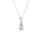 Přívěsek z bílého zlata s akvamarínem a brilianty KLENOTA