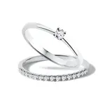 Set svatebních prstenů s diamanty v bílém zlatě KLENOTA