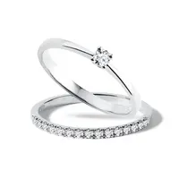 Set svatebních prstenů s diamanty v bílém zlatě KLENOTA