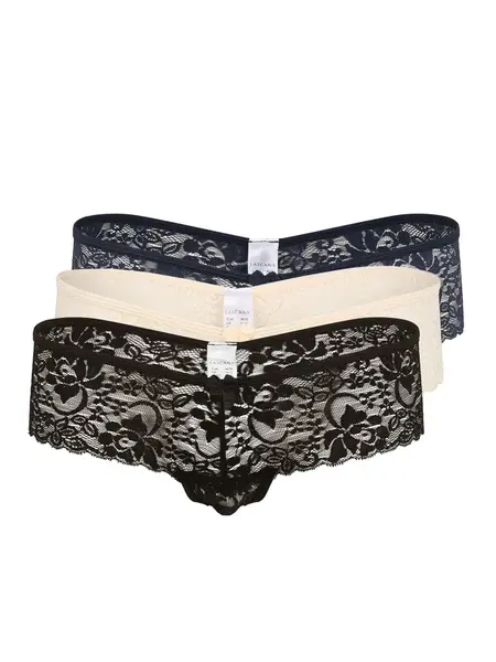 LASCANA Tangá  béžová / modrá / čierna