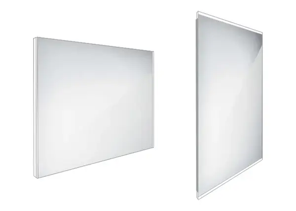 Nimco Zrcadla - Koupelnové podsvícené LED zrcadlo 90x70 cm, hranaté, aluminium ZP 9019