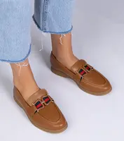 Gemre Brown eco-leather moccasins with Kalenda ornament