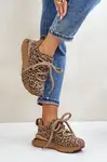 Dámske Zamszové Tenisky Na Platforme S Hrubým Šnurovaním Leopard Artiker