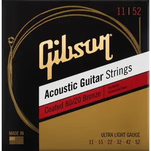 Gibson Coated 80/20 Bronze Acoustic Guitar Strings Ultra-Light
