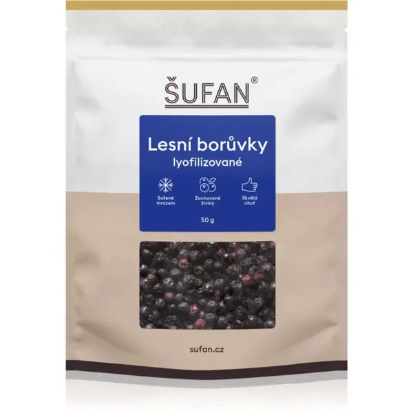 Šufan Čučoriedky lesné lyofilizované mrazom sušené ovocie čučoriedka 50 g