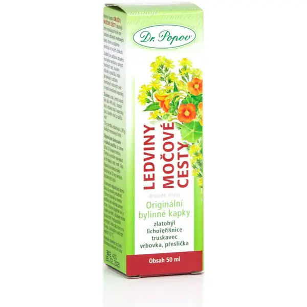 Dr. Popov Originálne bylinné kvapky Obličky – močové cesty kvapky pre zdravé močové cesty 50 ml