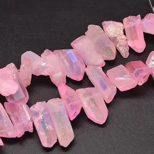 Electroplated Natural Quartz Crystal Beads Strands