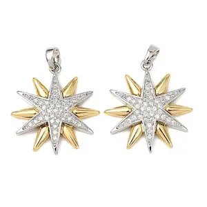 Brass Micro Pave Clear Cubic Zirconia Pendants