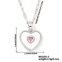 Chic Heart-shaped Brass Clear Cubic Zirconia Pendant Dapped Chain Necklace for Women