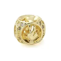 Brass Micro Pave Cubic Zirconia Beads