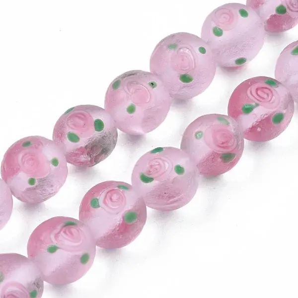 Handmade Frosted Lampwork Beads Strands