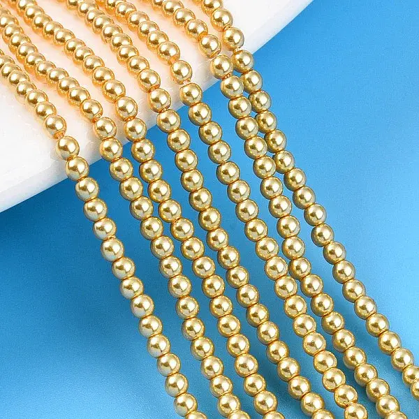 Baking Painted Pearlized Glass Pearl Bead Strands