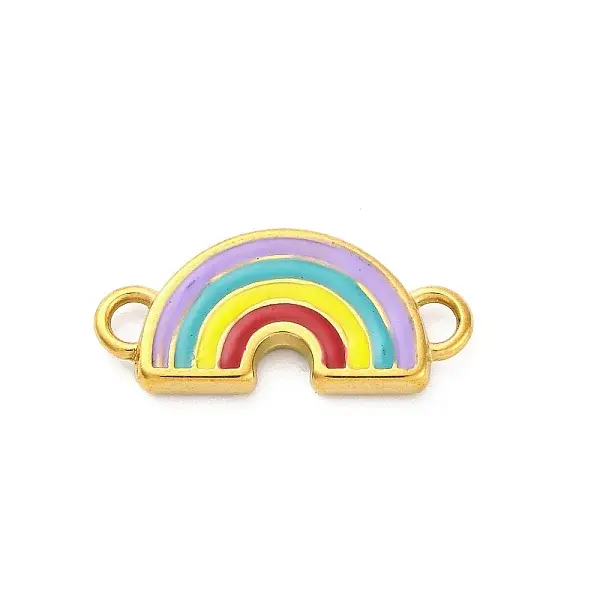 304 Stainless Steel Enamel Rainbow Connector Charms