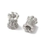 Brass Micro Pave Clear Cubic Zirconia Beads