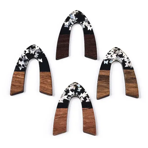 Opaque Resin & Walnut Wood Pendants