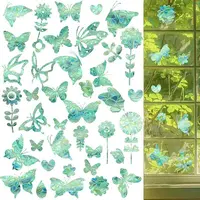 7PCS 3 Styles PVC Stickers Colorful Window Stickers Rainbow Prism Butterfly Flower Static Glass Window Stickers