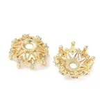 Flower Brass Micro Pave Clear Cubic Zirconia Bead Caps