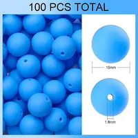 100Pcs Silicone Beads Round Rubber Bead 15MM Loose Spacer Beads for DIY Supplies Jewelry Keychain Making