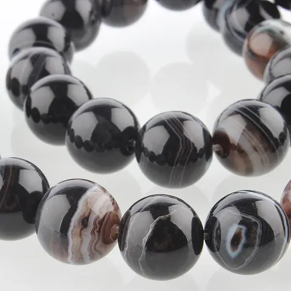 Natural Banded Agate Round Bead Strands