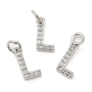 Brass Micro Pave Grade AAA Cubic Zirconia Charms