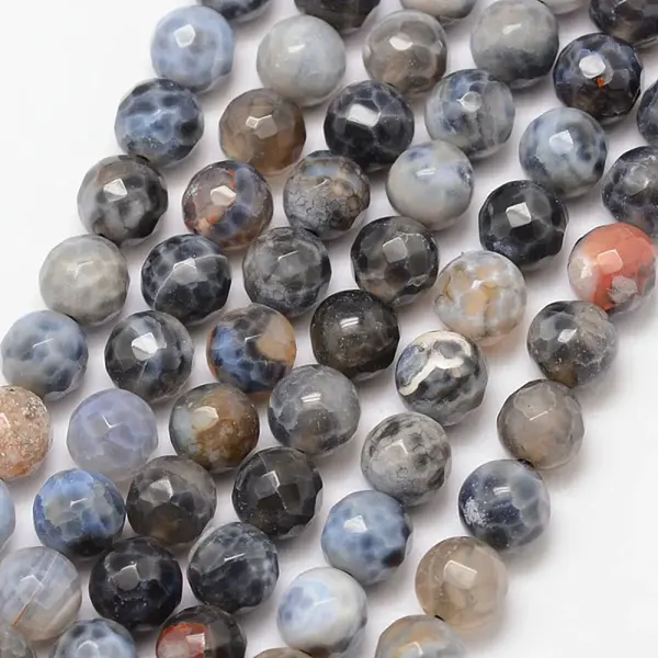 Natural Fire Crackle Agate Bead Strands