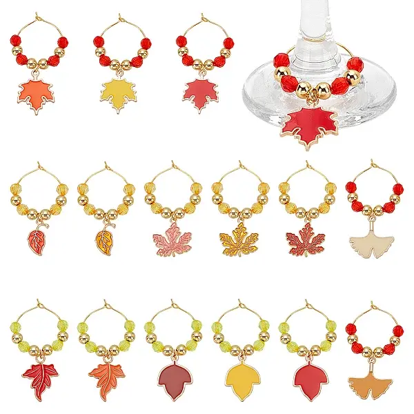 Autumn Theme Glass Wine Glass Charms